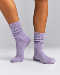 Rib Long Crew Socks | Dark Lavender Marl