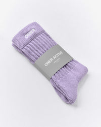Rib Long Crew Socks | Dark Lavender Marl