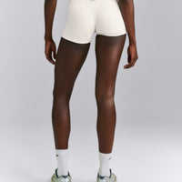 SoftMotion™ Double Layer Mid Rise Micro Shorts 4" | Marshmallow White