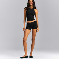 SoftMotion™ High Neck Mid Tank with Built in Bra Shelf | Black