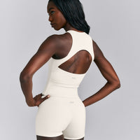 SoftMotion™ High Neck Mid Tank with Built in Bra Shelf | Marshmallow White