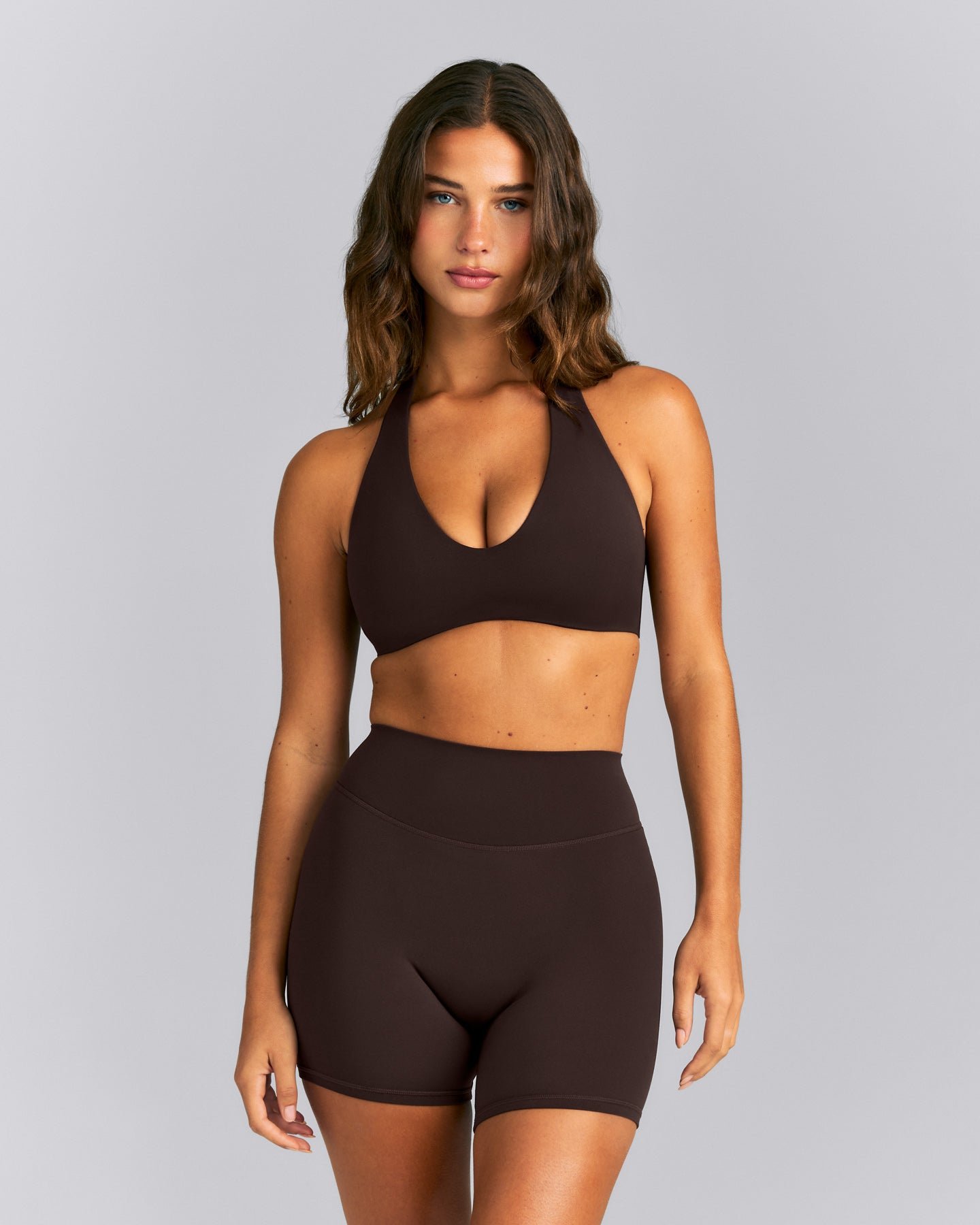 SoftMotion™ Minimal Halter Neck Bralette | 70% Cocoa