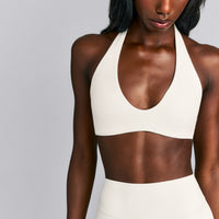 SoftMotion™ Minimal Halter Neck Bralette | Marshmallow White