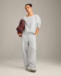 Oversized Knit Off-The-Shoulder Sweater | Light Grey Marl
