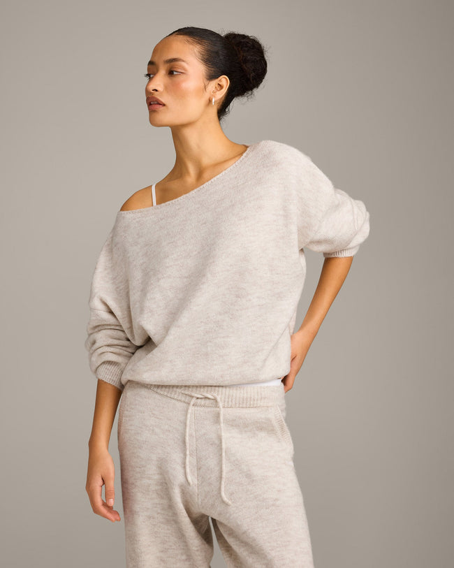 Oversized Knit Off-The-Shoulder Sweater | Oat Marl