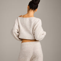 Oversized Knit Off-The-Shoulder Sweater | Oat Marl
