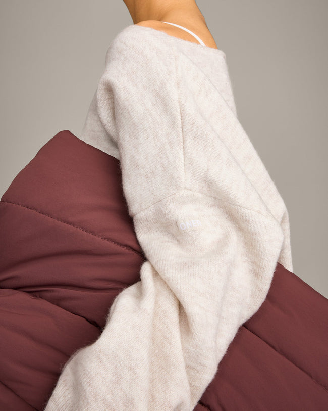 Oversized Knit Off-The-Shoulder Sweater | Oat Marl