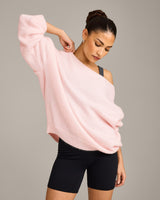 Oversized Knit Off-The-Shoulder Sweater | Soft Girl Pink