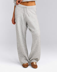 Oversized Knit Straight Leg Trousers | Light Grey Marl