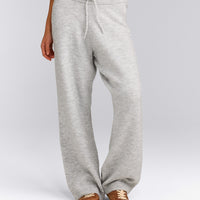 Oversized Knit Straight Leg Trousers | Light Grey Marl