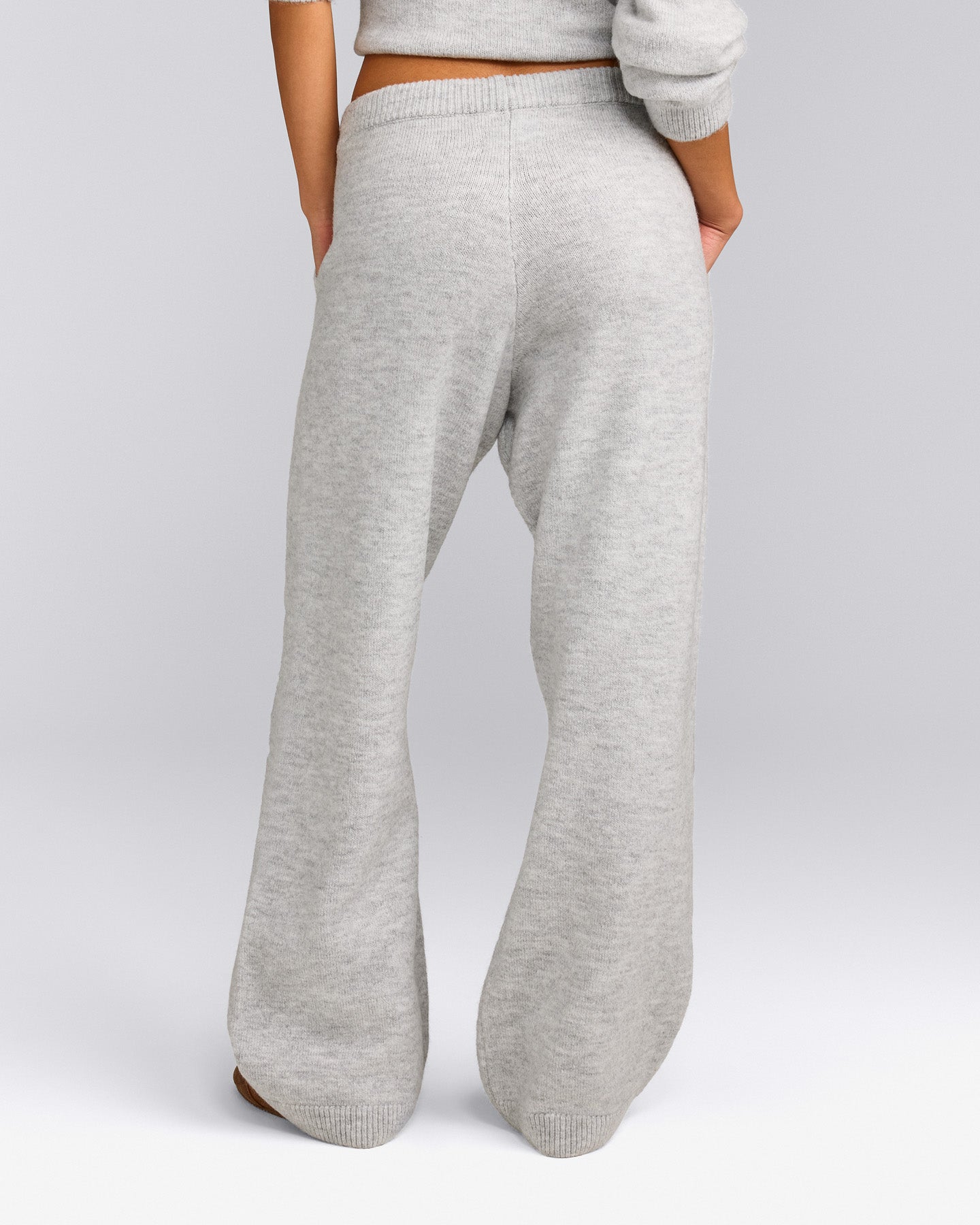 Oversized Knit Straight Leg Trousers | Light Grey Marl
