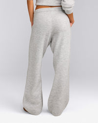 Oversized Knit Straight Leg Trousers | Light Grey Marl