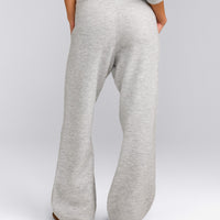 Oversized Knit Straight Leg Trousers | Light Grey Marl