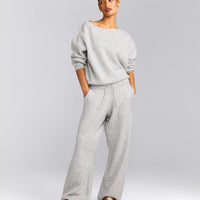 Oversized Knit Straight Leg Trousers | Light Grey Marl