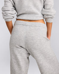 Oversized Knit Straight Leg Trousers | Light Grey Marl