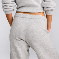 Oversized Knit Straight Leg Trousers | Light Grey Marl