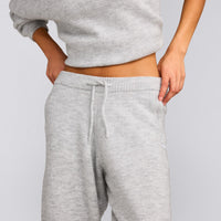 Oversized Knit Straight Leg Trousers | Light Grey Marl