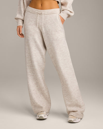 Oversized Knit Straight Leg Bottoms | Oat Marl