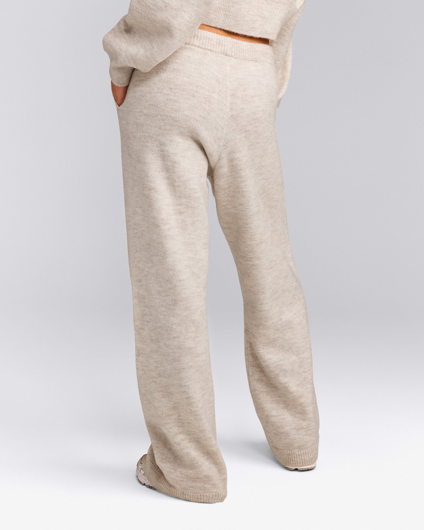 Oversized Knit Straight Leg Trousers | Oat Marl