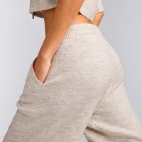 Oversized Knit Straight Leg Trousers | Oat Marl