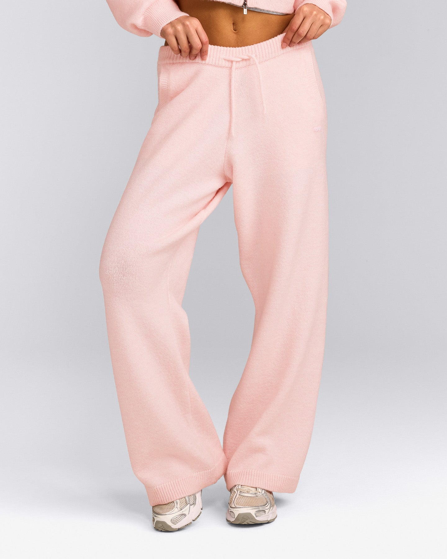 Oversized Knit Straight Leg Trousers | Soft Girl Pink