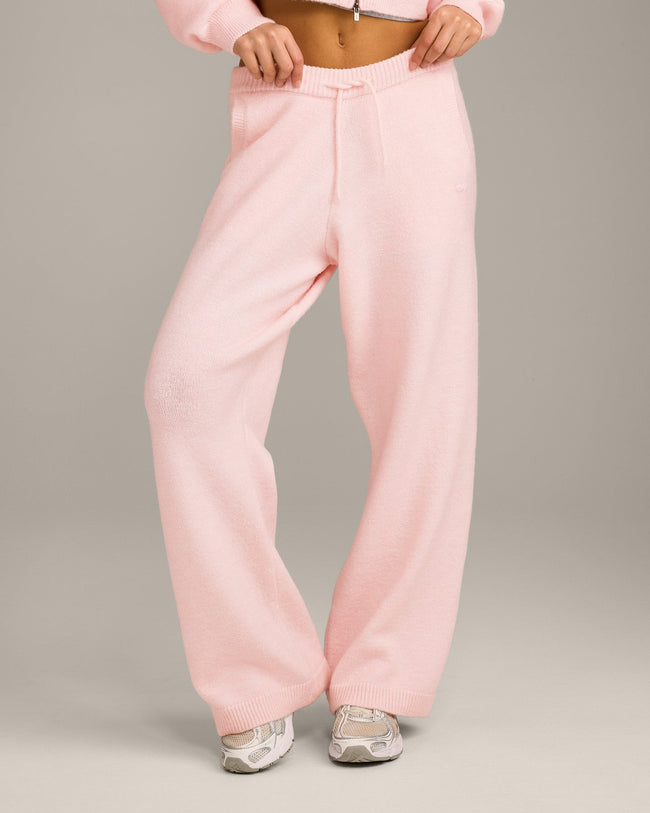 Oversized Knit Straight Leg Bottoms | Soft Girl Pink