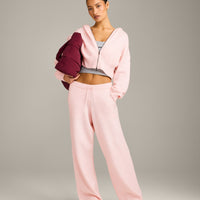 Oversized Knit Straight Leg Bottoms | Soft Girl Pink