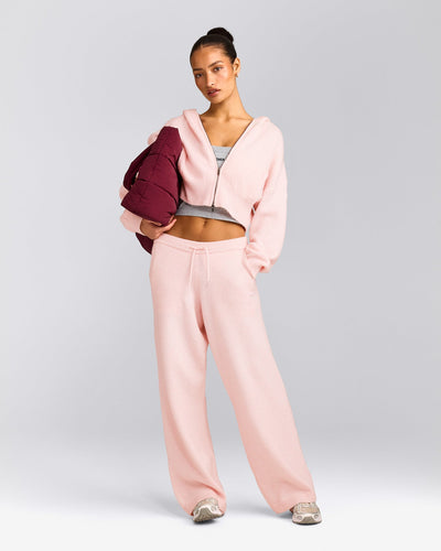 Oversized Knit Straight Leg Trousers | Soft Girl Pink