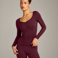 Mellow™ Motion Wide V Neck Long Sleeve Top | Cherry Lacquer Purple