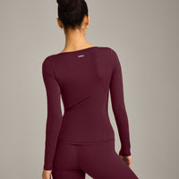 Mellow™ Motion Wide V Neck Long Sleeve Top | Cherry Lacquer Purple