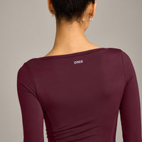 Mellow™ Motion Wide V Neck Long Sleeve Top | Cherry Lacquer Purple