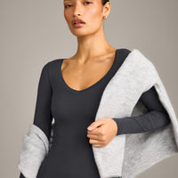 Mellow™ Motion Wide V-Neck Long Sleeve Top | Coal