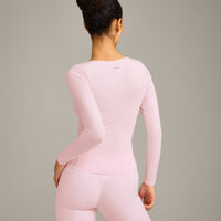 Mellow™ Motion Wide V Neck Long Sleeve Top | Soft Girl Pink