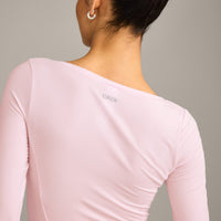 Mellow™ Motion Wide V Neck Long Sleeve Top | Soft Girl Pink