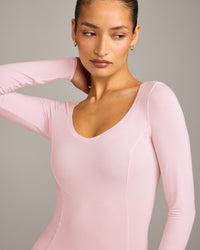 Mellow™ Motion Wide V Neck Long Sleeve Top | Soft Girl Pink