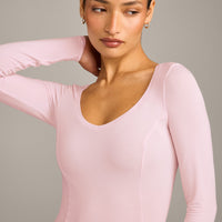 Mellow™ Motion Wide V Neck Long Sleeve Top | Soft Girl Pink