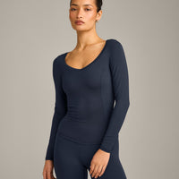Mellow™ Motion Wide V Neck Long Sleeve Top | True Blue