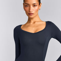 Mellow™ Motion Wide V Neck Long Sleeve Top | True Blue