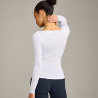 Mellow™ Motion Wide V-Neck Long Sleeve Top | White