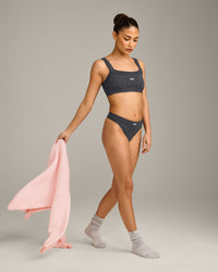 Seamless Scoop Neck Bralette | Charcoal Marl