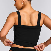 Seamless Scoop Neck Tank Top | Black