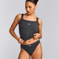 Seamless Scoop Neck Tank Top | Charcoal Marl