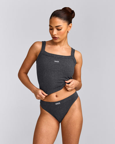 Seamless Scoop Neck Tank Top | Charcoal Marl