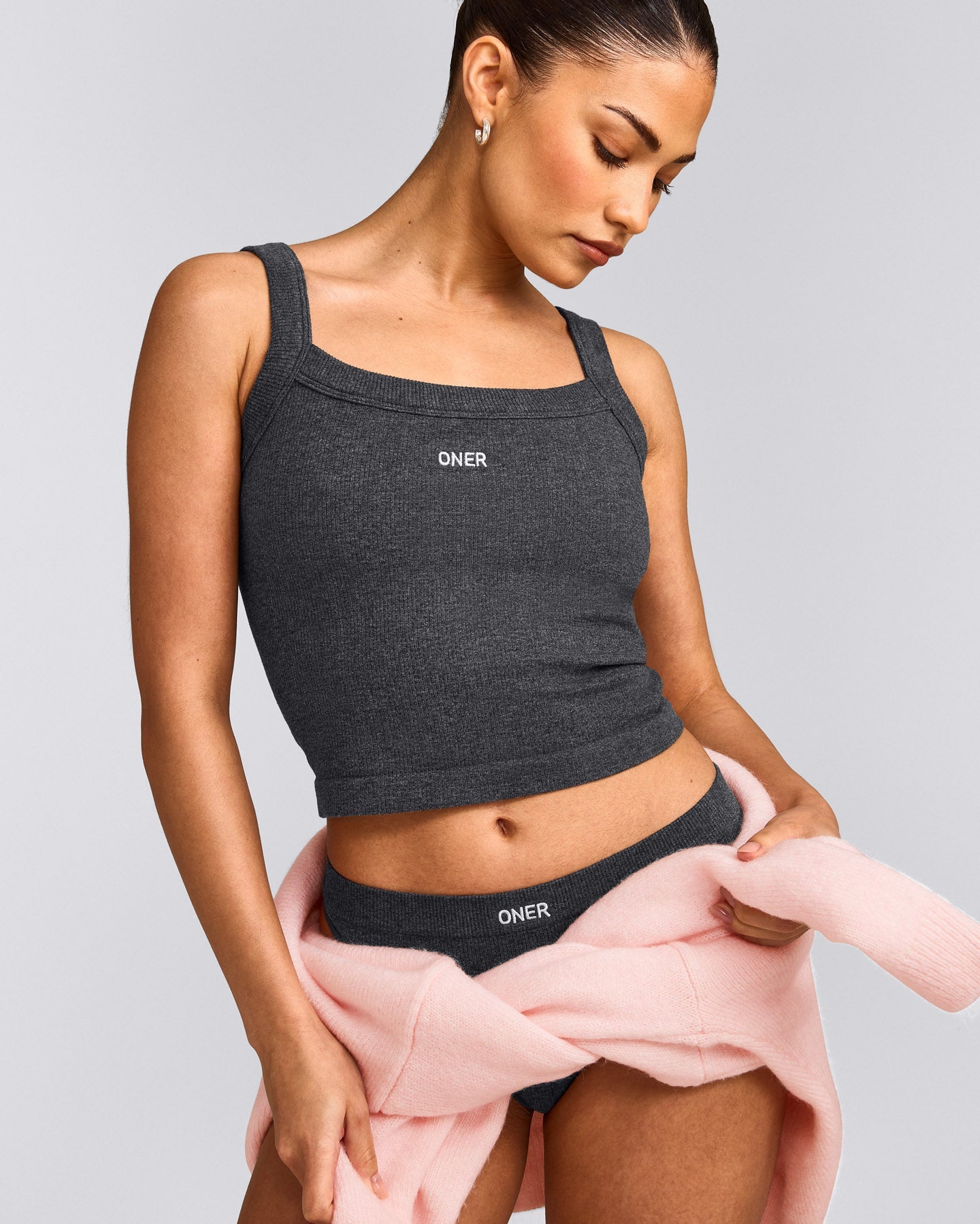Seamless Scoop Neck Tank Top | Charcoal Marl