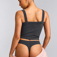 Seamless Scoop Neck Tank Top | Charcoal Marl