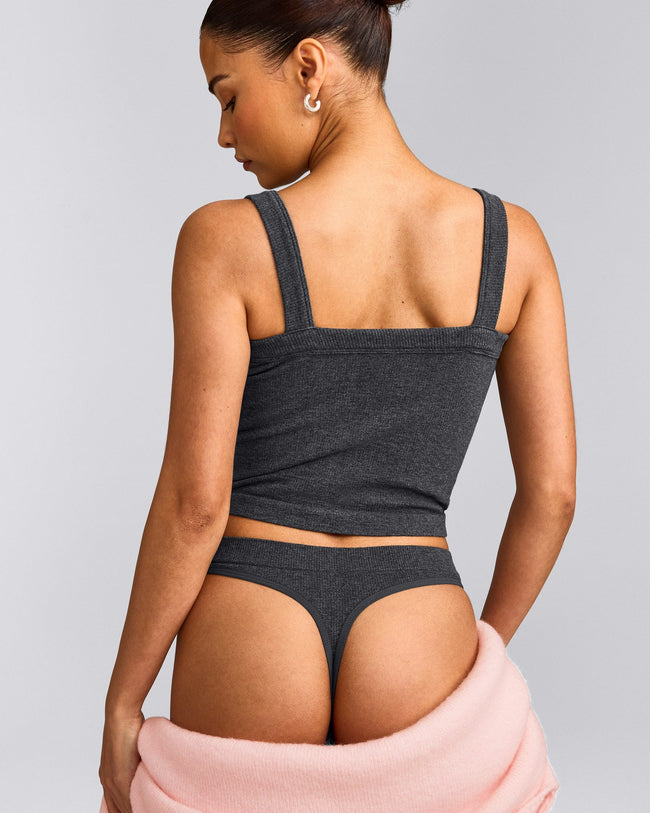 Seamless Scoop Neck Tank Top | Charcoal Marl