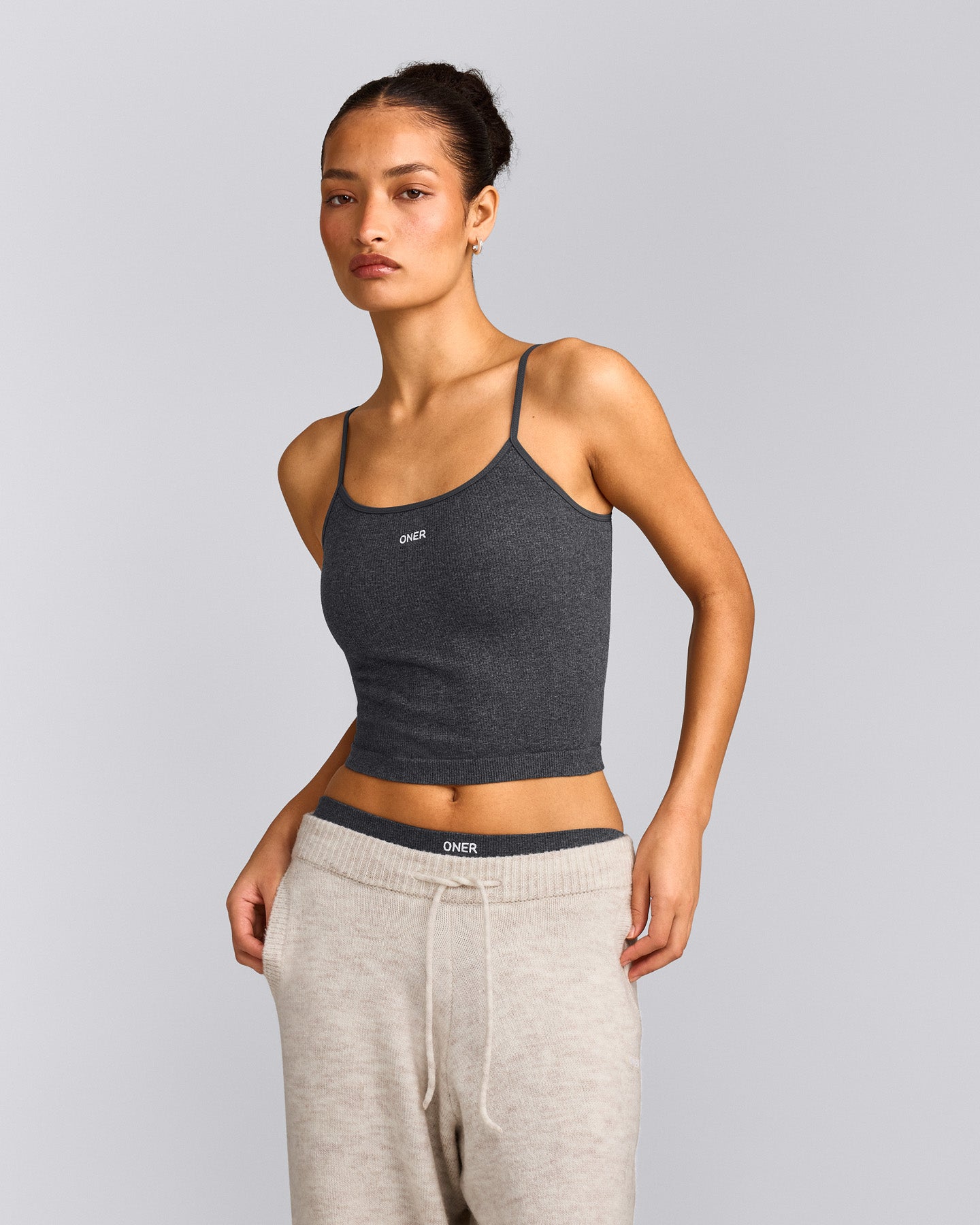 Seamless Strappy Tank Top | Charcoal Marl