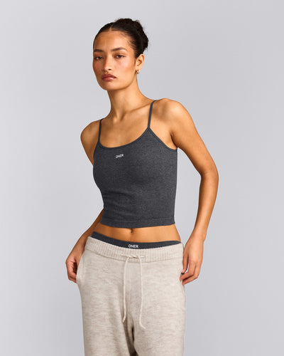 Seamless Strappy Tank Top | Charcoal Marl