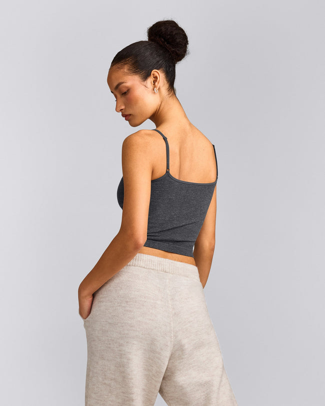 Seamless Strappy Tank Top | Charcoal Marl
