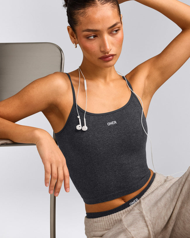Seamless Strappy Tank Top | Charcoal Marl